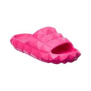 Valentino Roman Stud Turtle Rubber Slide, Pink